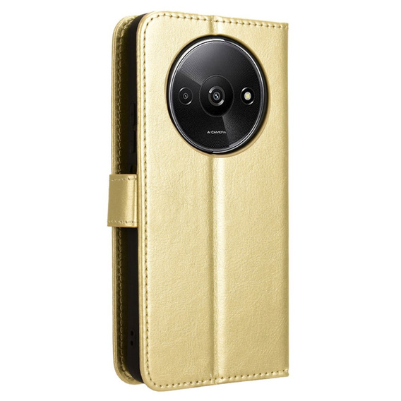 Klopové pouzdro pro Xiaomi Redmi A3, Crazy Horse Wallet, zlaté