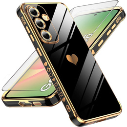 Pouzdro pro Samsung Galaxy A56, Electro heart, černé + sklo 9H