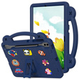 Dětské pouzdro pro Samsung Galaxy Tab S9 FE+ Plus, Cute Patterns, se stojánkem, tmavě modrá
