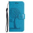 Klopové pouzdro pro Motorola Moto E22 / E22i, Wallet, tree i sowy, modré