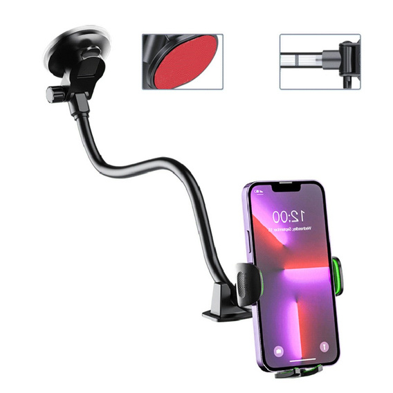 Držák do auta na čelní sklo, dlouhé rameno 30 cm pro telefony 4,7–7 palců