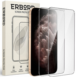 2x tvrzené sklo pro iPhone 11 Pro, ERBORD 9H Hard Glass na displeji