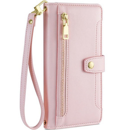Klopové pouzdro pro Motorola Moto G73 5G, Wallet Zipper Pocket, růžové