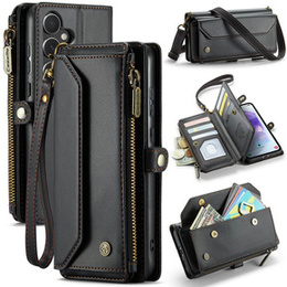 Pouzdro CASEME pro Samsung Galaxy A55 5G, RFID Leather Wallet, s popruhem přes rameno, černé