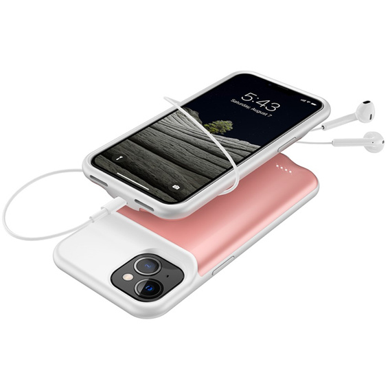 6500mAh bateriové pouzdro pro iPhone 13, růžové