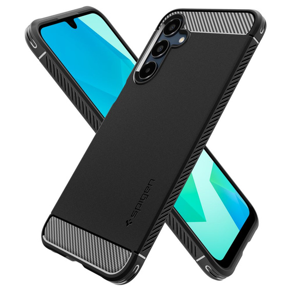 Pouzdro Spigen pro Samsung Galaxy A16 4G/ 5G, Rugged Armor MagSafe, černé + tvrzené sklo 9H