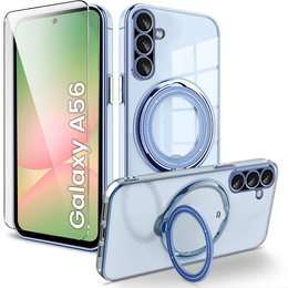 Magnetické pouzdro pro Samsung Galaxy A56, pro MagSafe, modré + sklo 9H