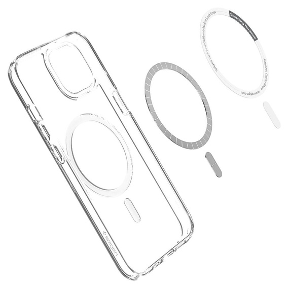 Pouzdro MagSafe Spigen pro iPhone 13 Mini, Ultra Hybrid, bílé + 9H tvrzené sklo