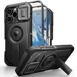 Pancéřové pouzdro pro iPhone 16 Pro Max, Dexnor CamProtect MagSafe, černé (dva rámečky)