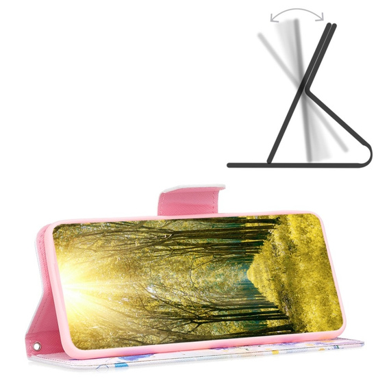 Klopové pouzdro pro Motorola Moto G54 5G, Peněženka, motýl a květiny, bílé