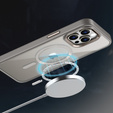 Pouzdro pro iPhone 16 Pro Max, pro MagSafe, ERBORD Matt Case, transparentní / titanová + sklo na displej