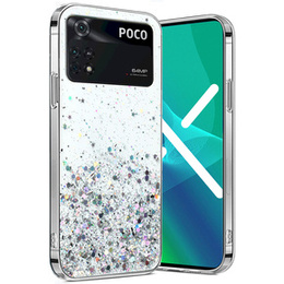 Pouzdro pro Xiaomi Poco M4 Pro 4G, Glittery, stříbrné