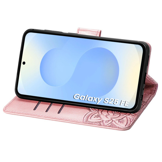 Klopové pouzdro pro Samsung Galaxy S25 FE, Butterfly, růžové rose gold