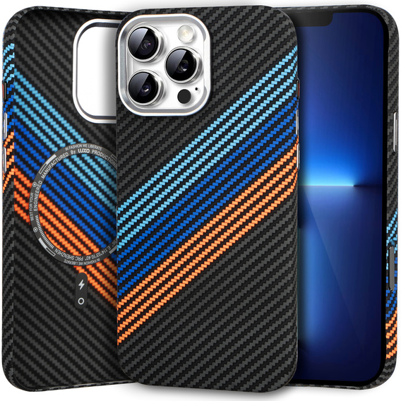 Pouzdro pro iPhone 13 Pro Max, Carbon Fiber MagSafe, námořnicky modré