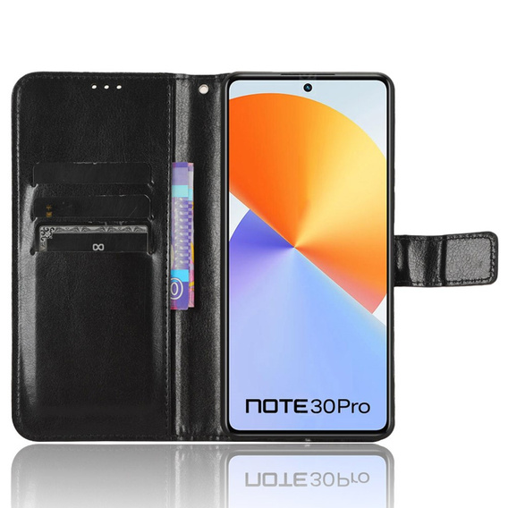 Klopové pouzdro pro Infinix Note 30 Pro 4G, Crazy Horse Wallet, černé
