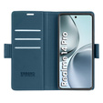 Pouzdro pro Realme 14 Pro 5G, ERBORD Glossy Litchi, flipová peněženka, modré