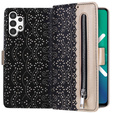 Flipové pouzdro pro Samsung Galaxy A13 4G, Wallet Pocket Zipper Lace, černé