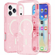 Pouzdro pro iPhone 17 Pro Max, pro MagSafe, třpytivé - průsvitné růžové