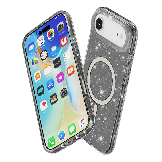 Pouzdro pro iPhone Air, pro MagSafe, lesklé, průsvitné černé