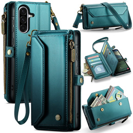 Pouzdro CASEME pro Samsung Galaxy A56 5G, RFID Leather Wallet, s popruhem přes rameno, zelené