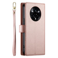 Klopové pouzdro pro Realme 14 Pro+ 5G, Wallet Zipper Pocket, růžové