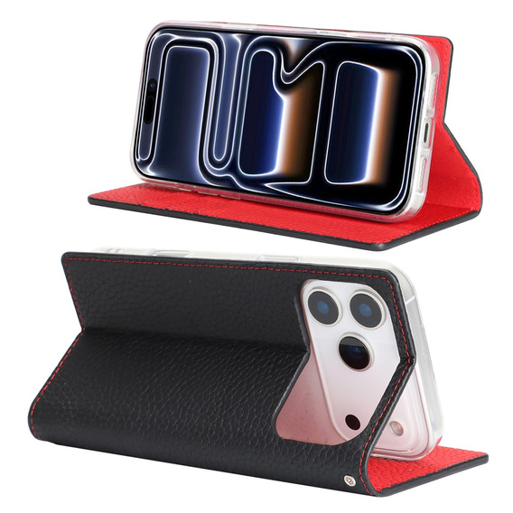 Pouzdro s klopou Litchi Skin Grain pro iPhone 17 Pro