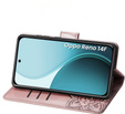 Klopové pouzdro pro Oppo Reno 14F, peněženka, Butterfly, růžové zlato