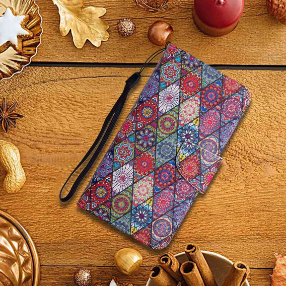 Klopové pouzdro pro Xiaomi Redmi 13C / Poco C65, Wallet, Kaleidoscope, pestrobarevný