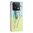 Klopové pouzdro pro Xiaomi Redmi Note 13 5G, Wallet, Feather modré / žluté