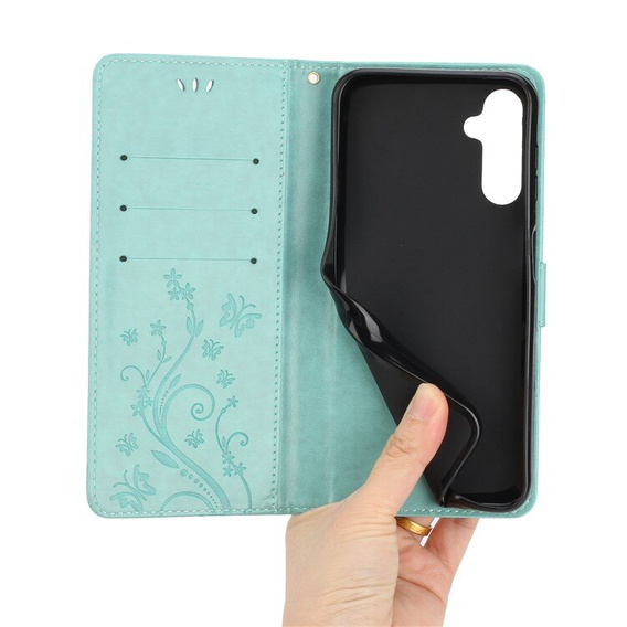 Klopové pouzdro pro Samsung Galaxy A55 5G, Wallet, Butterfly, fialové