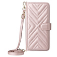 Flipové pouzdro pro Samsung Galaxy S25 Edge, Crossbody Leather Wallet, růžové