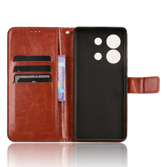 Klopové pouzdro pro Infinix Zero 30 5G, Crazy Horse Wallet, hnědé