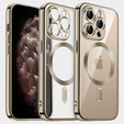 Pouzdro pro iPhone 11 Pro Max, Electro MagSafe, zlaté + sklo na displej
