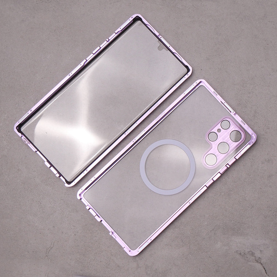 Magnetické pouzdro Dual Glass MagSafe pro Samsung Galaxy S22 Ultra, fialové