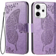 Klopové pouzdro pro Oppo Reno 14, Butterfly, peněženka, fialové