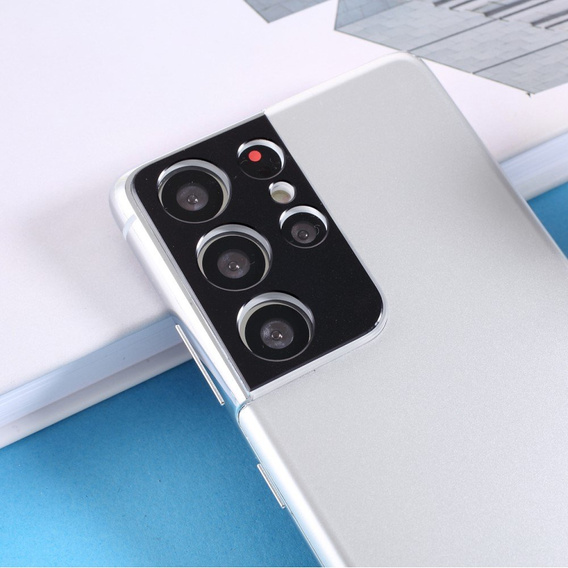 Kovový kryt fotoaparátu pro Samsung Galaxy S21 Ultra, modré