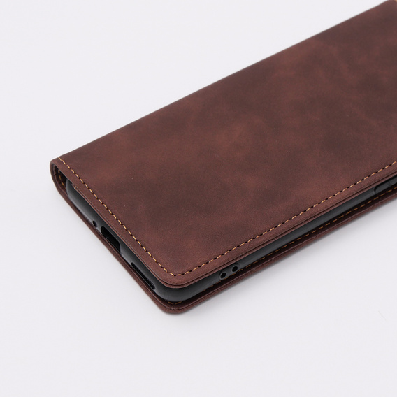 Pouzdro pro OnePlus 11 5G, ERBORD Vintage peněženka s klopou, tmavě hnědá