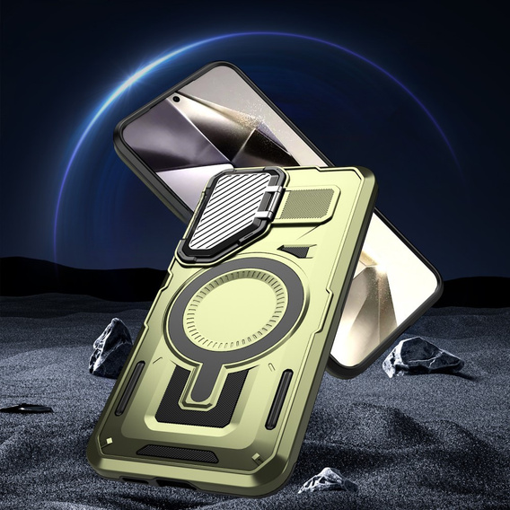 Pouzdro pro Samsung Galaxy S24 FE, Military MagSafe with camera protection, zelené