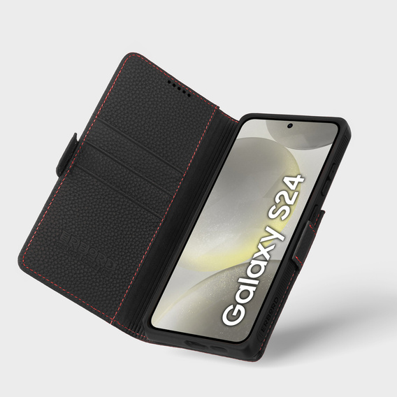 Kožené pouzdro pro Samsung Galaxy S24, ERBORD LeatherWallet, černé
