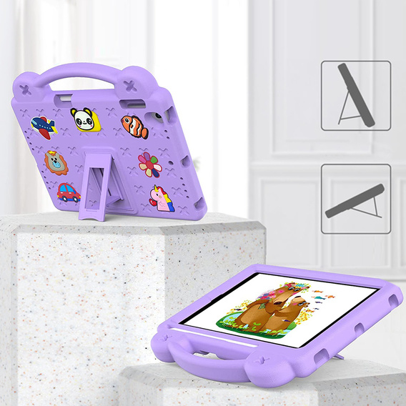 Dětské pouzdro pro iPad 9.7" 2018/2017 (6/5 gen.) / Pro 9.7" 2016, Cute Patterns, se stojánkem, fialové