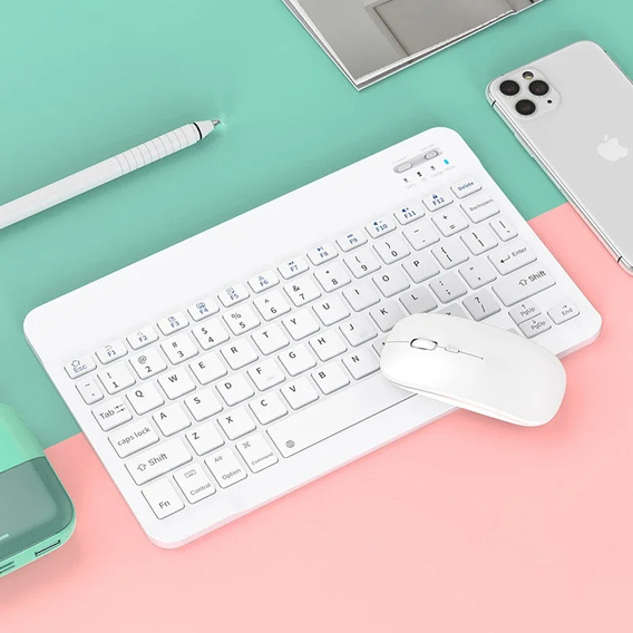 Sada bezdrátové klávesnice s myší Bluetooth pro Android / Windows, bílá