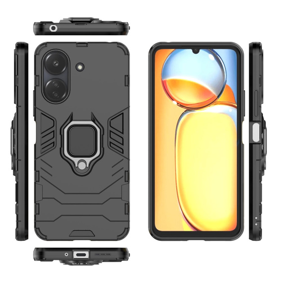 Pouzdro pro Xiaomi Redmi 13C / Poco C65, Kickstand Ring, černé