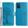 Klopové pouzdro pro Motorola Moto E22 / E22i, Wallet, tree i sowy, modré