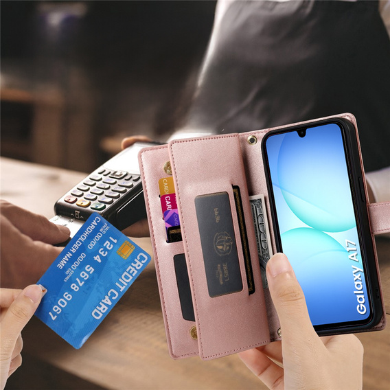 Flipové pouzdro Wallet Zipper Pocket pro Samsung Galaxy A17 5G, Wallet Zipper Pocket, peněženka, růžové
