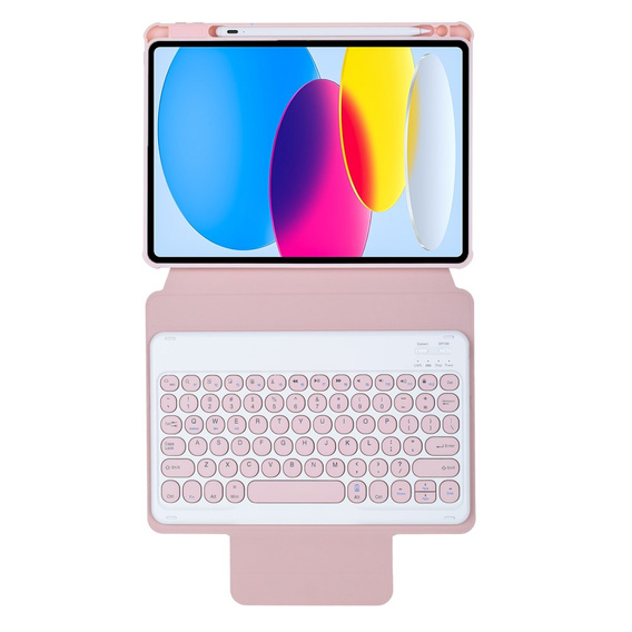 Pouzdro s klávesnicí pro iPad 11" 2025 A16 (11 gen.) / iPad 10.9" 2022 (10 gen.), Rotary 360° Leather, růžové rose gold