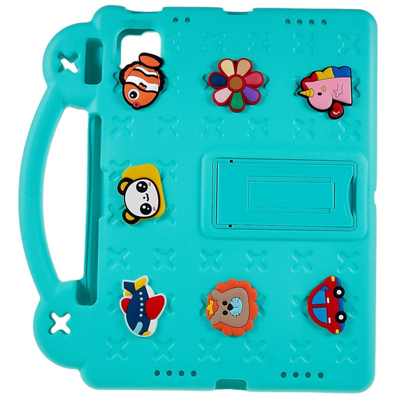 Dětské pouzdro pro Apple iPad Air 11" 6 gen. 2024, Cute Patterns, se stojánkem, zelené