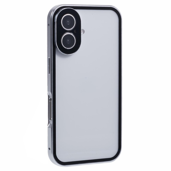 Pouzdro pro iPhone 16, Magnetic Dual Glass, stříbrné