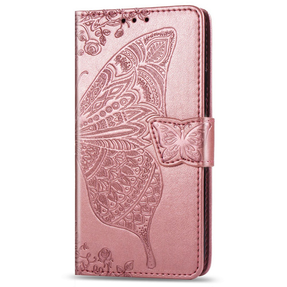 Klopové pouzdro pro Xiaomi Redmi 9, Butterfly, růžové rose gold