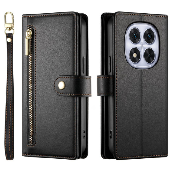 Klopové pouzdro pro Xiaomi Redmi Note 14 Pro 5G / Poco X7 5G, Wallet Zipper Pocket, černé