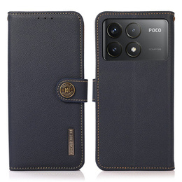 KHAZNEH RFID pouzdro pro Xiaomi Poco F6 Pro, Litchi Texture, modré